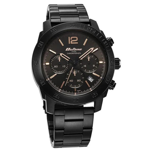 Titan Octane Classic Sporty Quartz Chronograph Black Dial Stainless Steel Strap watch for Men 90157nm01