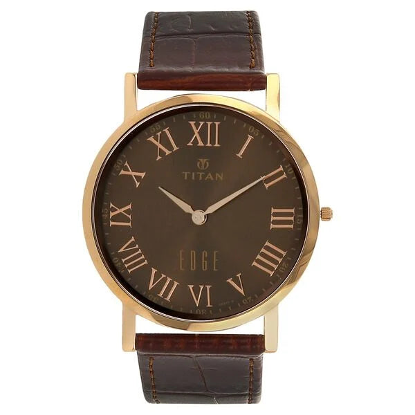 Titan Quartz Analog Brown Dial Leather Strap Watch for Men 1595wl03