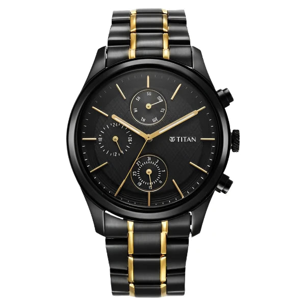 Titan Quartz Analog with Day and Date Black Dial Watch for Men ns1805km06 / 1805KM06