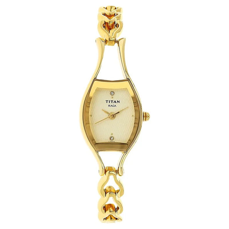 Titan Raga Champagne Dial Women Watch With Metal Strap 2331ym02