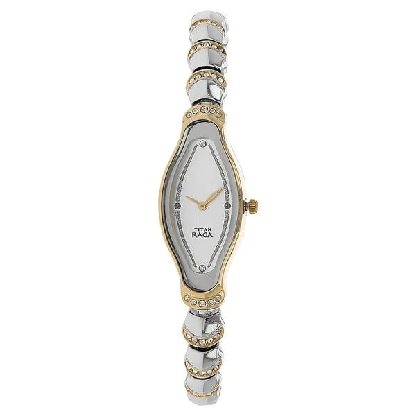 Titan Raga White Dial Women Watch With Metal Strap 2395bm01