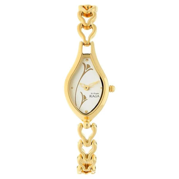 Titan Raga White Dial Women Watch With Metal Strap 2457ym01