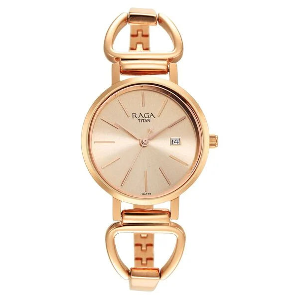 Titan Rose Gold Dial Quartz Analog with Date Watch for Women 2669wm01