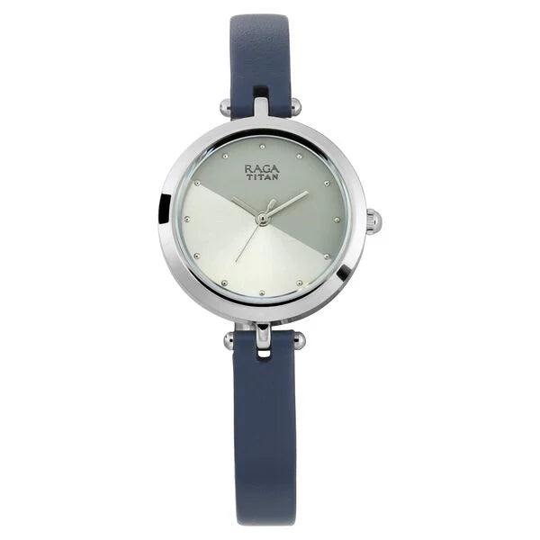 Titan Raga Viva Grey Dial Analog Leather Strap Watch for Women 2606sl01