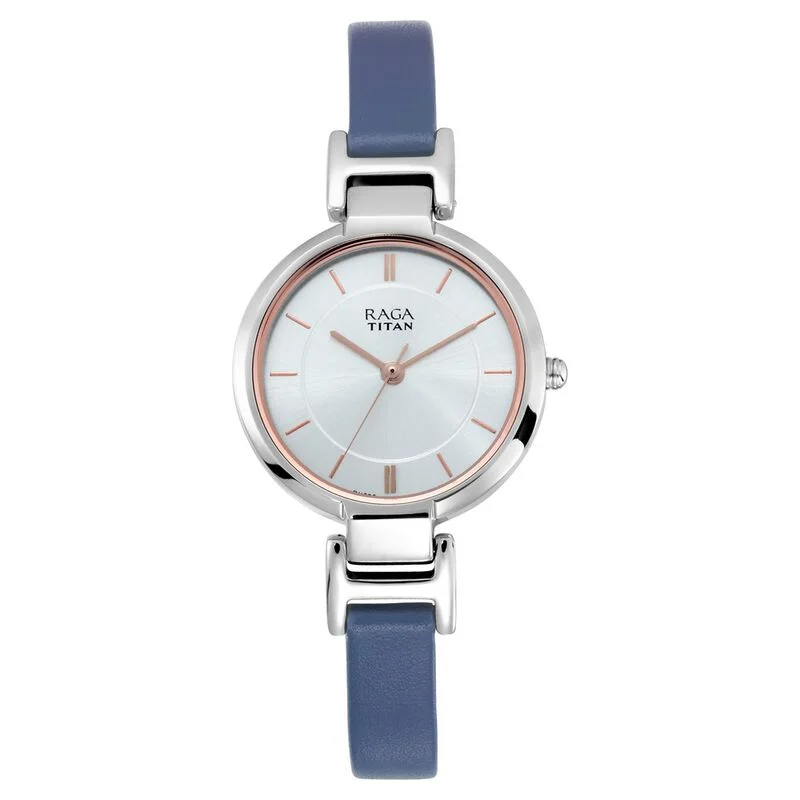 Titan Raga Viva White Dial Analog Leather Strap watch for Women 2608sl01