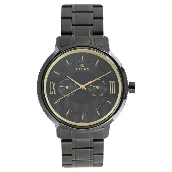 Titan Regalia Baron Black Dial Analog with Day and Date Stainless Steel Strap Watch for Men ns1743nm01 / 1743NM01