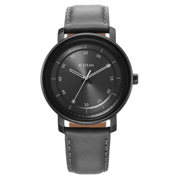 Titan Workwear Quartz Analog Anthracite Dial Leather Strap Watch for Men 1884nl01