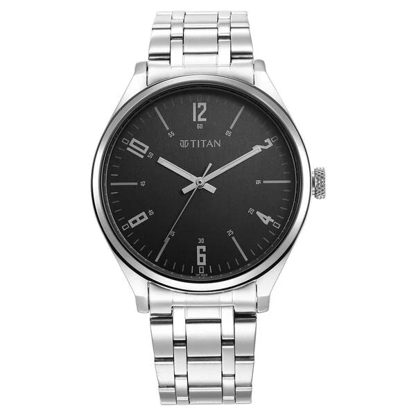 Titan Wrist Wit Quartz Analog Grey Dial Stainless Steel Strap Watch for Men 1802sm10